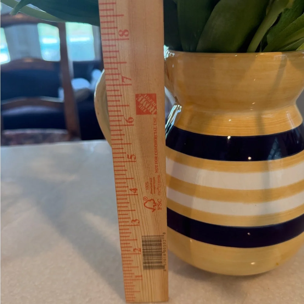 Crate&Barrel Yellow and Blue Striped Vase